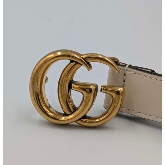 Gucci Women’s GG Marmont Supreme Canvas & Leather Thin Belt Ebony/White 110cm  4 main image 8